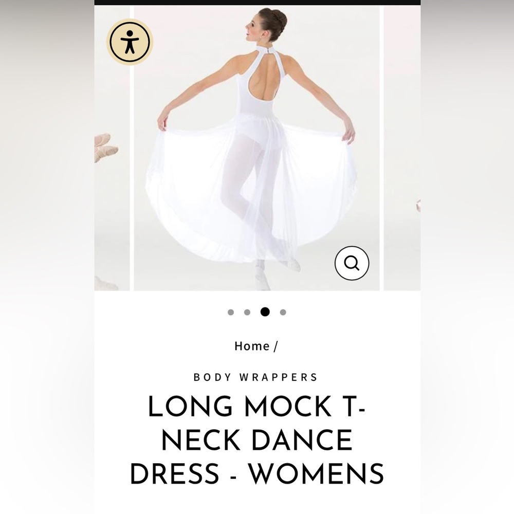 Body Wrappers Dance Costume - Mock Neck White Dress - Size Small